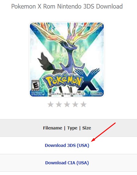 Descargar ROM de Pokemon X Nintendo 3DS